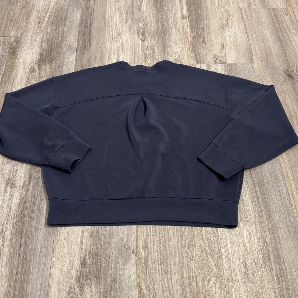 Spanx AirEssentials Dark Storm Blue Grey Crew Neck Sweatshirt Womens Large - Picture 4 of 7